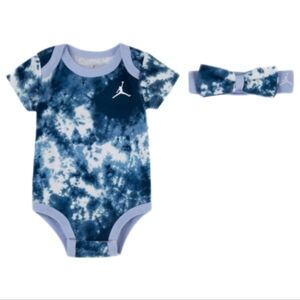 Jordan Baby Girl's 2Pc Blue Tie-Dye Bodysuit & Headband Size 0-6Months